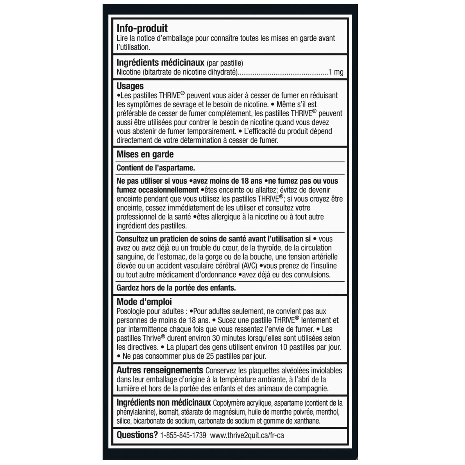 Thrive Nicotine Replacement Lozenges, 1mg Regular Strength, Peppermint, 108 Count