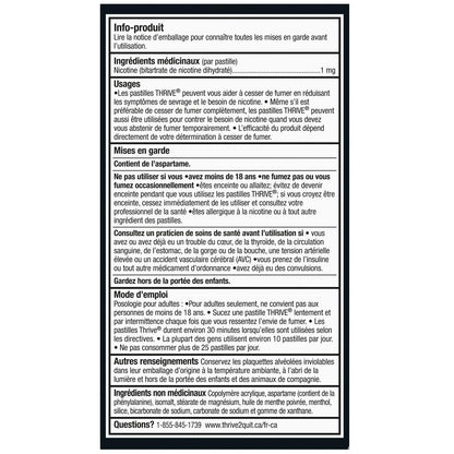 Thrive Nicotine Replacement Lozenges, 1mg Regular Strength, Peppermint, 108 Count