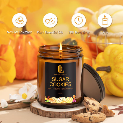 DL DREAMY DEWLA Fall Candle, Sugar Cookies Scented for Home, 7oz Soy Wax 🍁 All In One Marketplace Canada