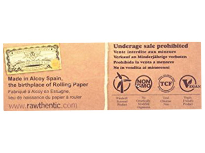 RAW Classic Unrefined Rolling Paper 1 1/4 Size - 24 Packs of 32 Papers Each Raw