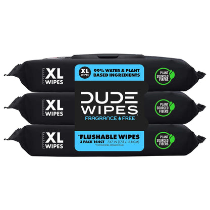 DUDE Wipes Flushable Wet Wipes Dispenser (3 Packs 48 Wipes), Unscented Wet Wipes with Vitamin-E & Aloe for at-Home Use, Septic and Sewer Safe - Available at All In One Marketplace Canada