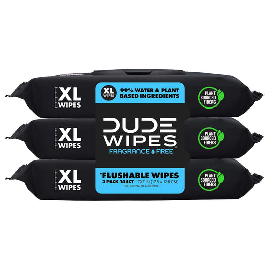 DUDE Wipes Flushable Wet Wipes Dispenser (3 Packs 48 Wipes), Unscented Wet Wipes with Vitamin-E & Aloe for at-Home Use, Septic and Sewer Safe - Available at All In One Marketplace Canada