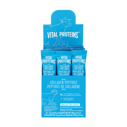 VITAL PROTEINS Bovine Collagen Peptides Powder, Single-serve Stick Packs, Unflavoured, Odourless, Gluten-free, No Added Sugar, Paleo-friendly, Non-GMO, No Artificial Flavours Or Colours, 200 g - Available at All In One Marketplace Canada