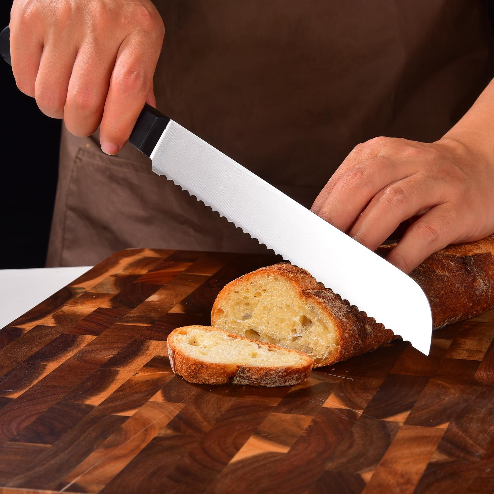 Bread Knife, Serrated 8 inch Bread Knifes for Homemade Bread Sourdough, Blade Razor Sharp and Wavy Edge from Professional Stainless Steel Omesata - Available at All In One Marketplace Canada