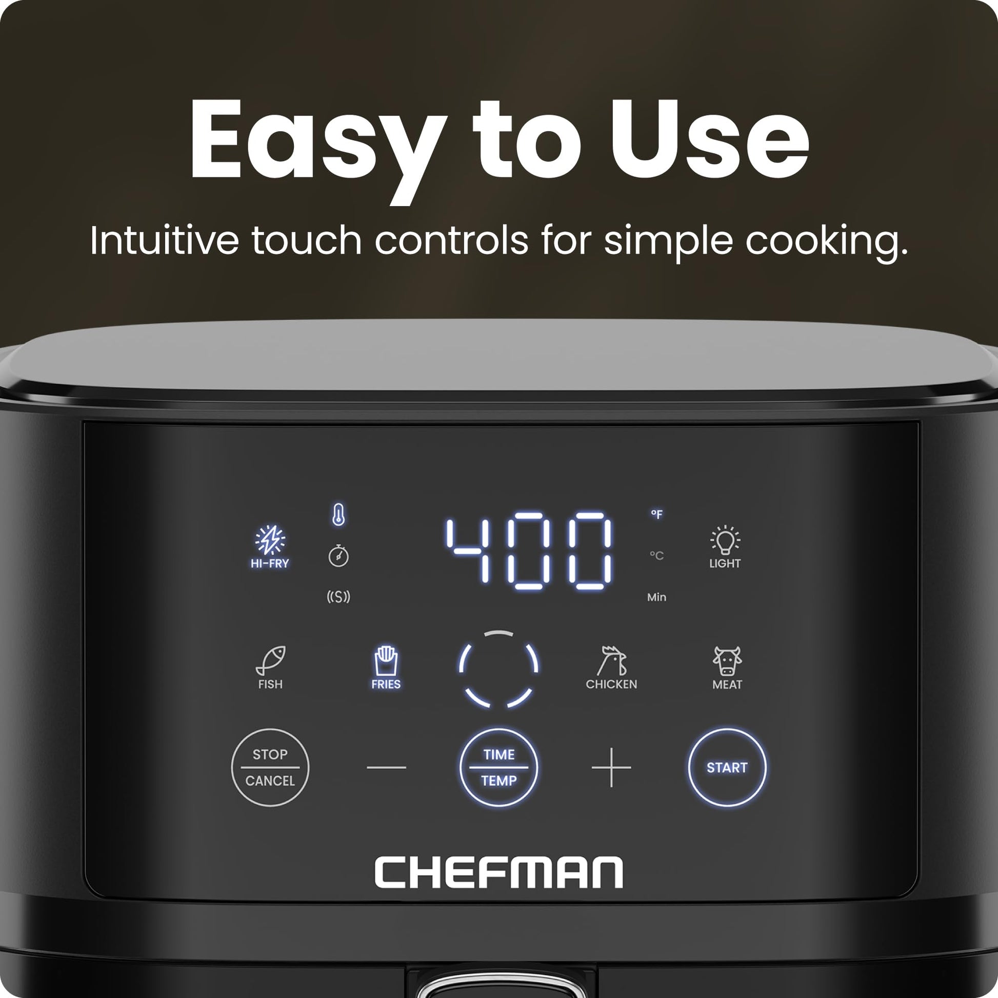 Chefman Air Fryer – 4 QT Compact Airfryer for Quick & Easy Meals, Features Hi-Fry Technology for Extra Crisp, Easy-View Window, Touch Controls with 4 Presets, Nonstick & Dishwasher Safe Basket - Black - Available at All In One Marketplace Canada
