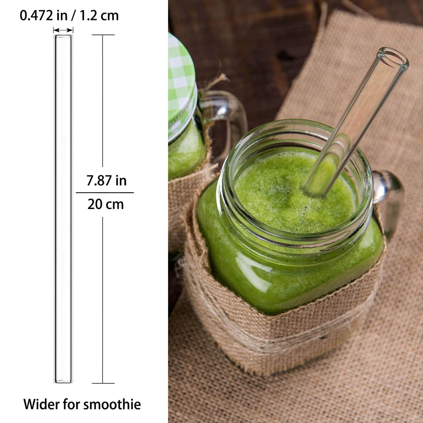 Nafender 10-Pack Glass Straws Reusable Drinking Straw Including 4 Straight and 4 Bent Straws & 2 Extra Wide Smoothie Straw with 2 Cleaning Brushes - Available at All In One Marketplace Canada