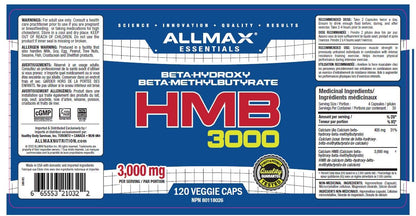 ALLMAX HMB Capsules, 3000 mg, 120 Count, 30 Servings ALLMAX