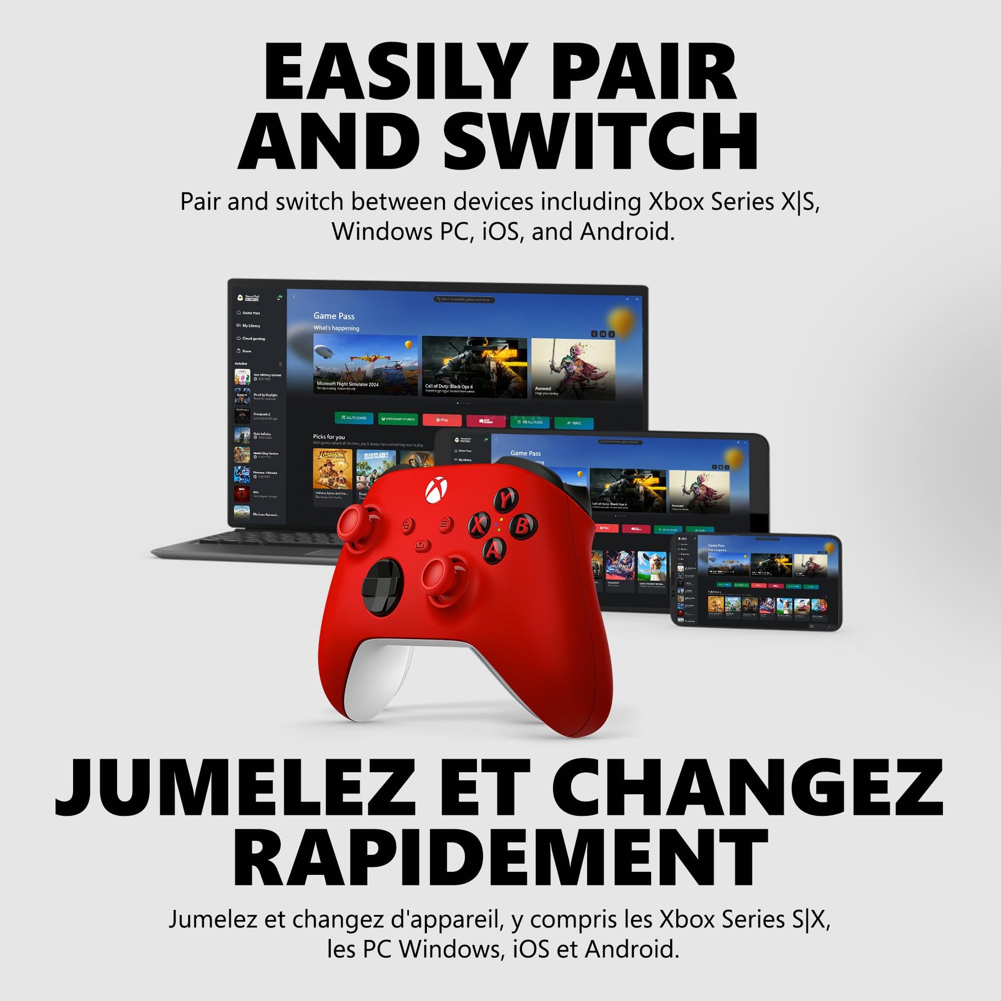 XBOX Core Wireless Gaming Controller – Pulse Red for Series X|S, One, Windows PC, Android, and iOS