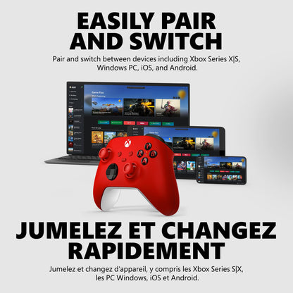XBOX Core Wireless Gaming Controller – Pulse Red for Series X|S, One, Windows PC, Android, and iOS