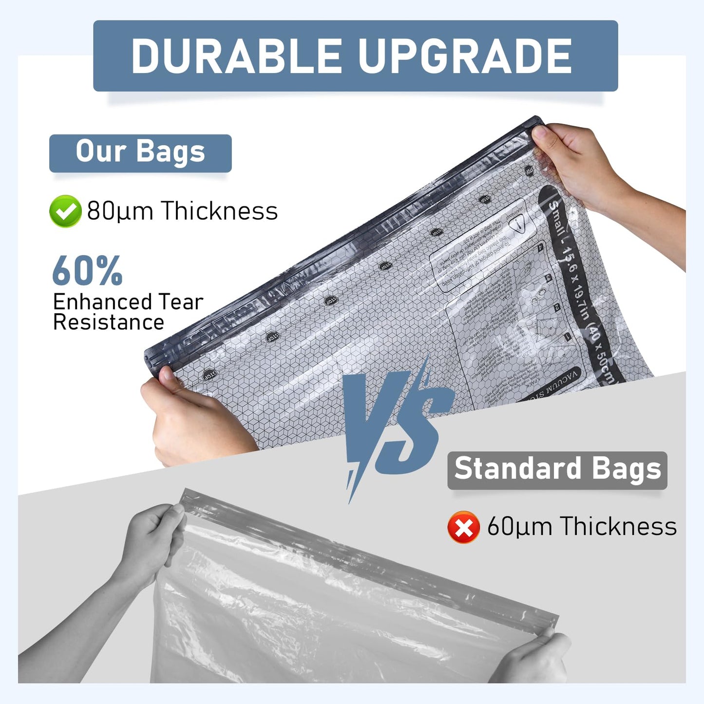 BlazeHold Travel Vacuum Bags with Rechargeable Pump, 20 Pack 4 Sizes Cordless Travel Vacuum Bag Set for Luggage, Thickened Compression Storage Packing Bags for Clothes, Triple-Zipper Sealer Upgrade - Available at All In One Marketplace Canada
