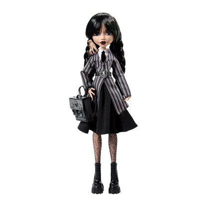 Monster High Wednesday Doll and Accessories, Wednesday Addams Collectible in Nevermore Academy Uniform with Thing and Backpack, Doll Stand Monster High