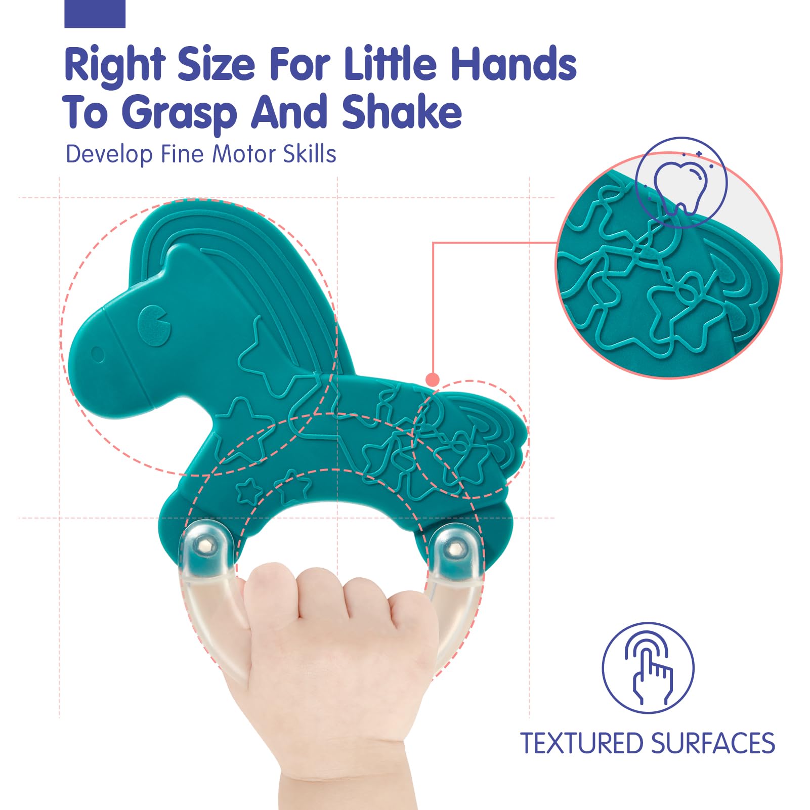 hahaland Baby Teething Toys, Infant Newborn Toys 0-3 3-6 Months, Silicone Babies Teether Rattles, Baby Shower Gifts for Newborn Boys Girls, 10 Pcs with Storage Box for 0 Months+ - Available at All In One Marketplace Canada