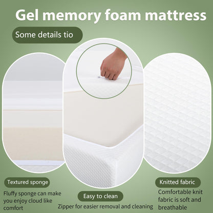 FDW 6 Inch Gel Memory Foam Mattress Medium-Firm Mattress for Pressure Relief & Cooler Sleep Mattress for Kid Adults CertiPUR-US Certified Mattress in a Box, Twin
