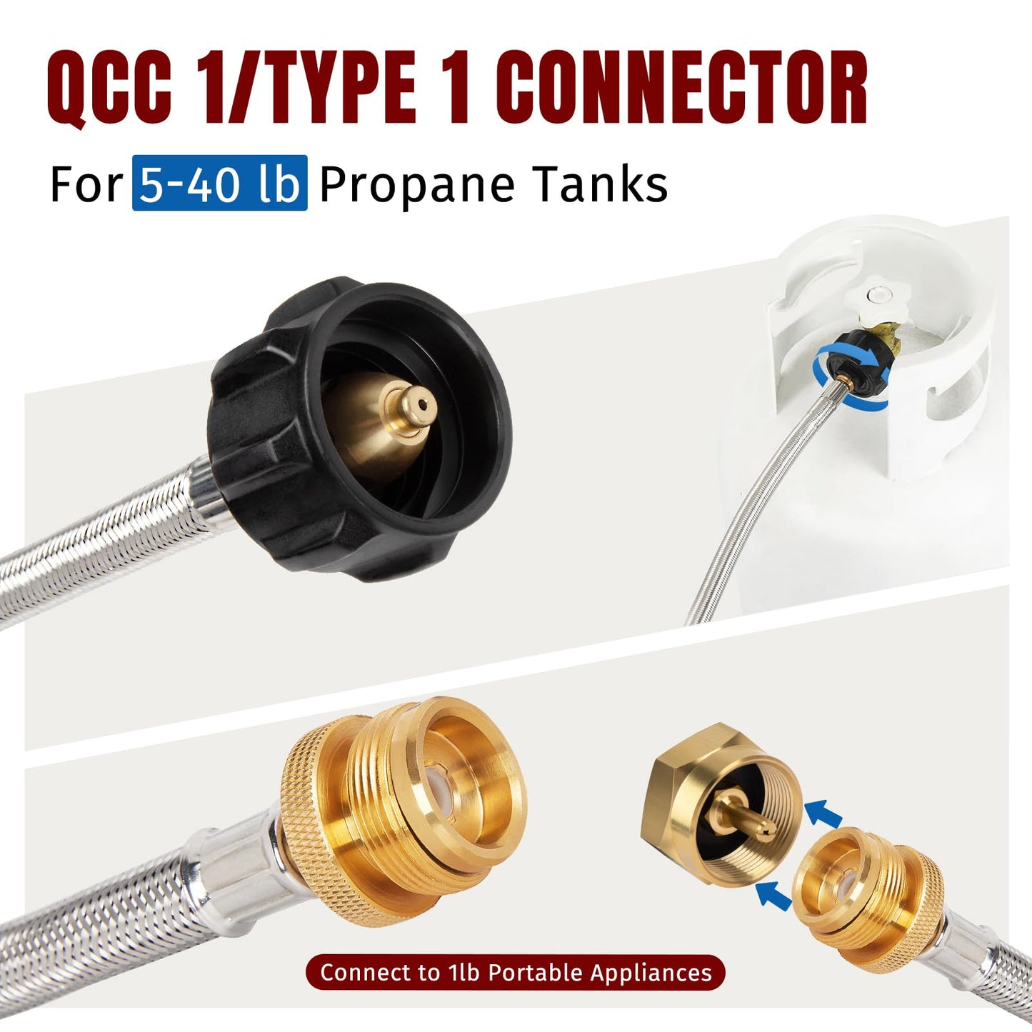SHINESTAR 5 FT Stainless Braided Propane Hose Adapter, CSA Certified 🍁 All In One Marketplace Canada