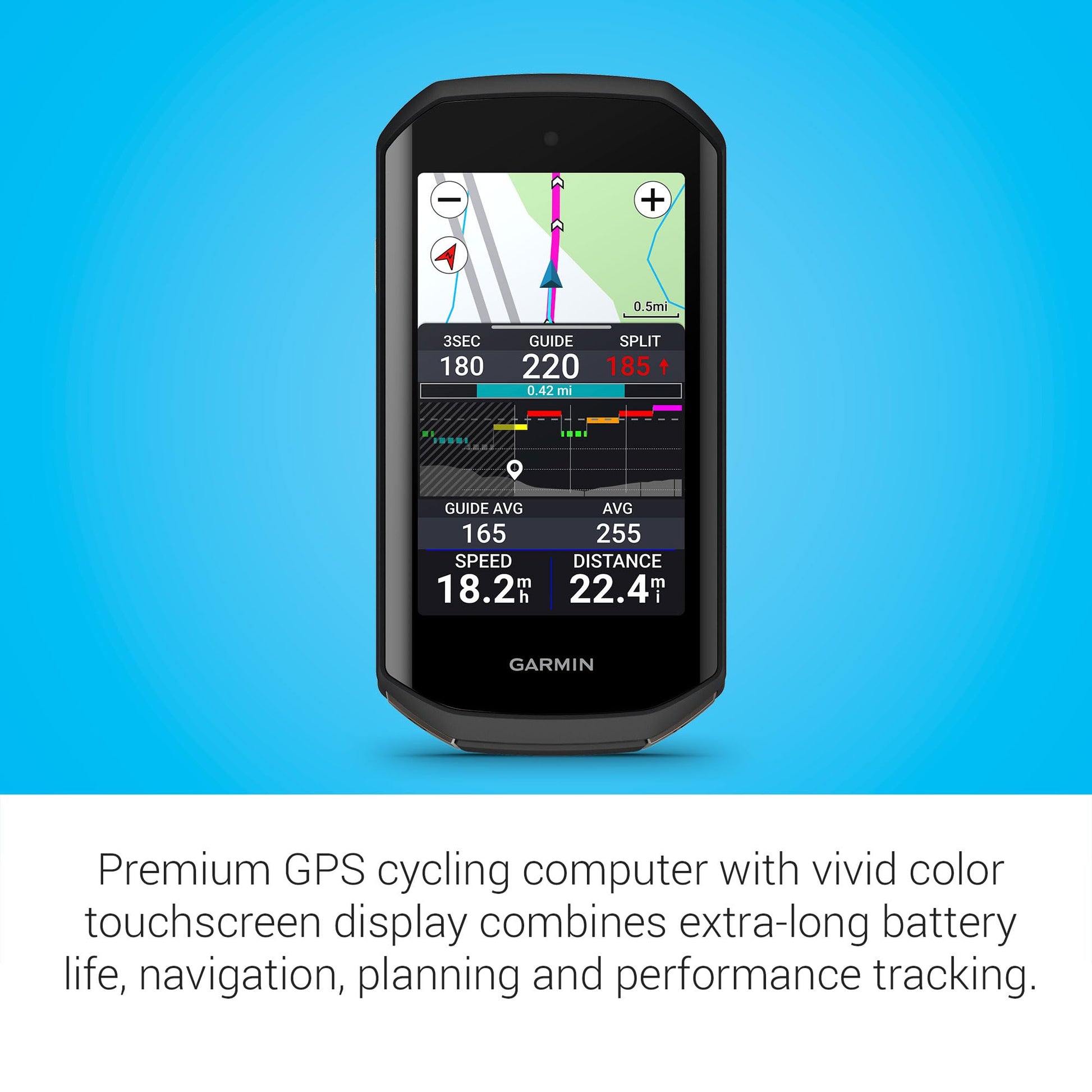 Garmin Edge 1050®, Premium Cycling Computer, Vivid Color Touchscreen Display, Built-in Speaker, Advanced Training and Group Ride Features, Road Hazard Alerts Garmin