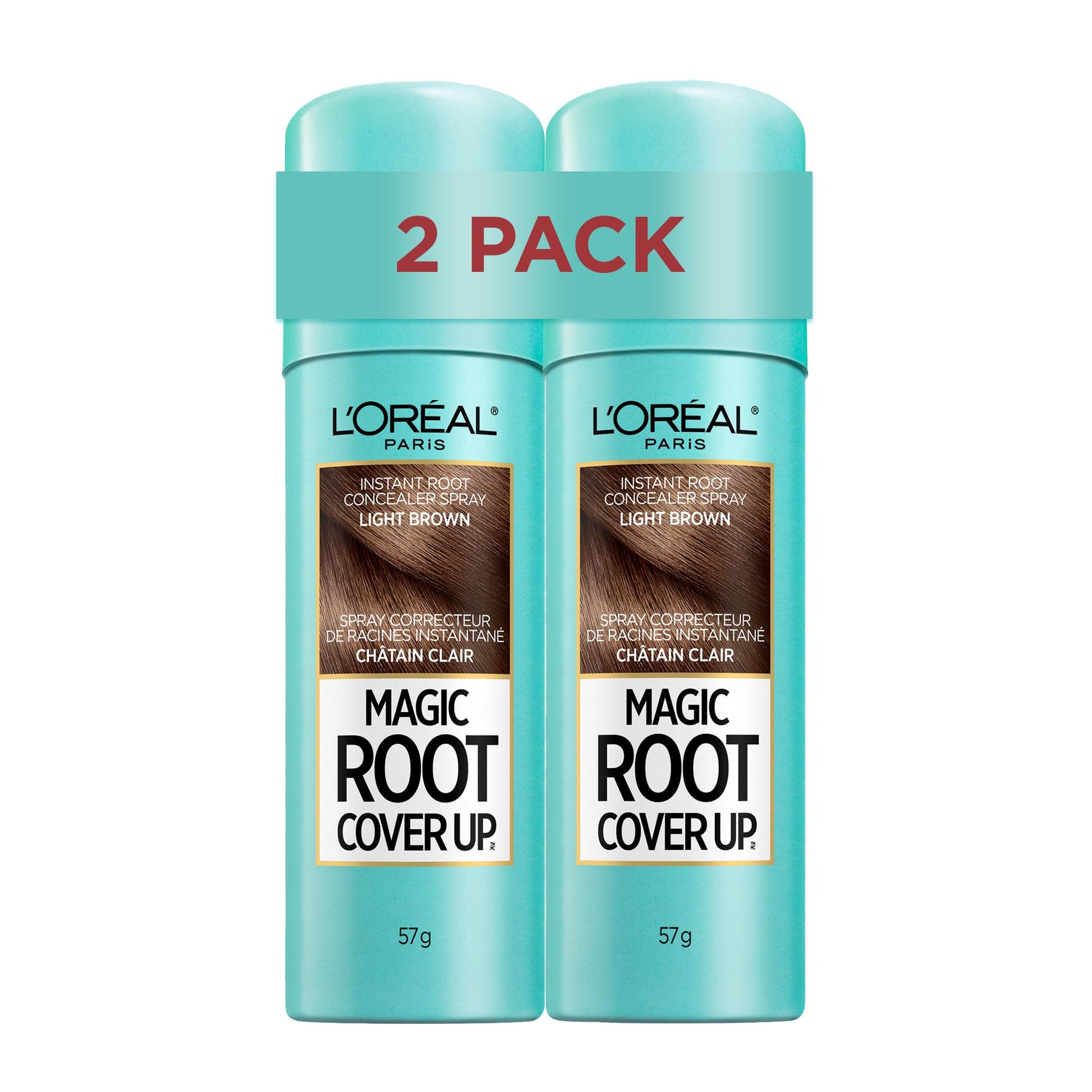 L'Oréal Paris Magic Root Cover Up Root Touch Up, Temporary Hair Dye, Light Brown Hair Dye, Hair Root Touch Up for Thinning Hair, Grey Coverage, Pack of 2 Hair Dye L'Oreal Paris