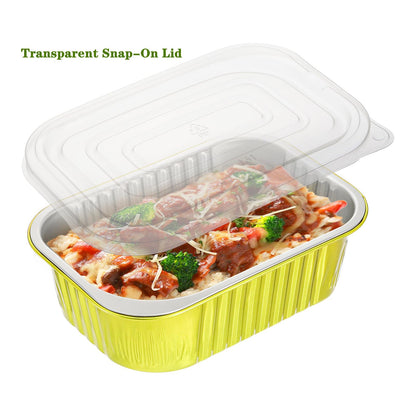 DEAYOU 50 Pack Small Aluminum Pans with Lids, 1.5 LB Heavy Duty Disposable Foil Cake Baking Tins, Bread Loaf Pans Takeout Food Containers for Leftover, Meal Prep, Freezer, 6.3" x 4.4" x 2.1", 24oz 🍁 All In One Marketplace Canada