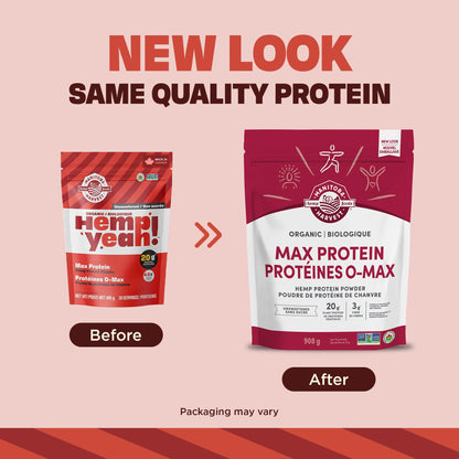 Manitoba Harvest Hemp Yeah! Organic Max Protein Protein Powder, Unsweetened, 908g; with 20g protein and 4.5g Omegas 3&6 per Serving, Preservative Free, Non-GMO Manitoba Harvest