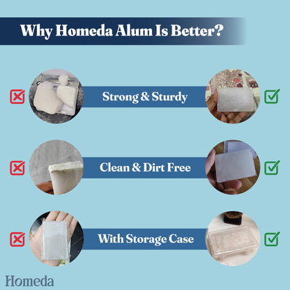 Homeda Alum Block for Shaving, Alum Stone Deodrant for Face (100g), Piedra De Alumbre Natural Bar for Underarm, Fitkari - Allum Rock with Storage Case (1 Piece)