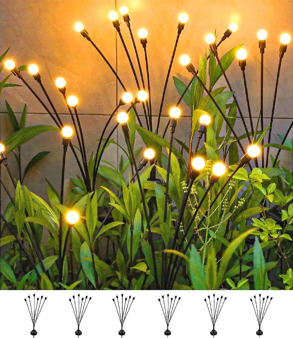 SIOTMERA 6 Count Solar Lights Outdoor Waterproof IPX5, Solar Garden Lights, Wind Swaying Firefly Lights, Christmas Lights Outdoor, for Yard Lawn Pathway Decoration Lighting, WarmYellow 🍁 All In One Marketplace Canada