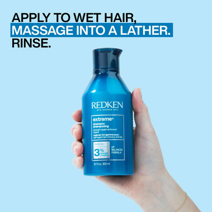 Redken Extreme Shampoo For Dry Damaged Hair, Infused With Proteins to Strengthen And Repair, Prevent Breakage, 300ml - Available at All In One Marketplace Canada