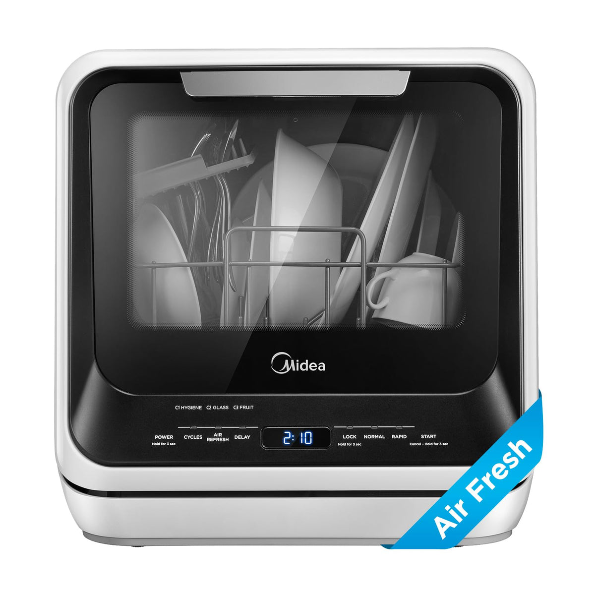 Midea Countertop Dishwasher, Portable Dishwasher with 6 Wash Programs,Black