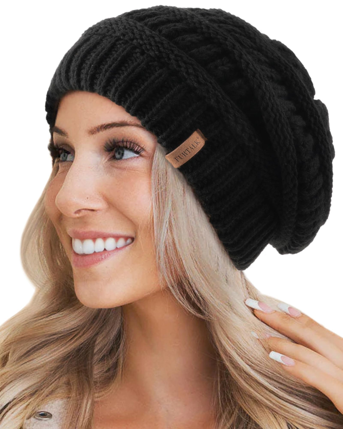 FURTALK Knit Beanie Hats for Women Men Fleece Lined Ski Skull Cap Slouchy Winter Hat Black 🍁 All In One Marketplace Canada