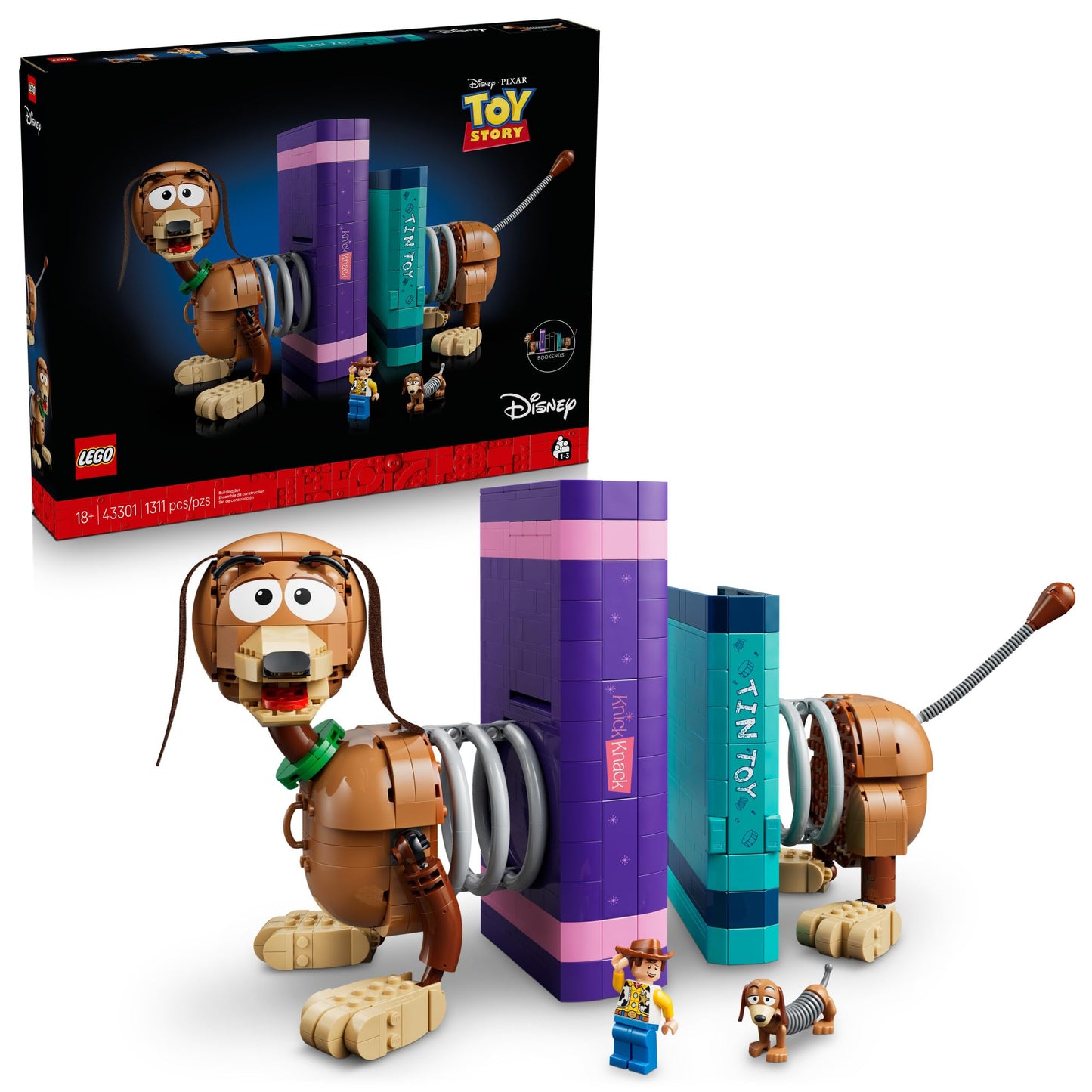 LEGO Disney and Pixar Toy Story Slinky Dog Bookends - Building Set for Adults, Ages 18+ - Disney Gifts for Fans - Bedroom, Shelf or Office Decor - 43301 LEGO