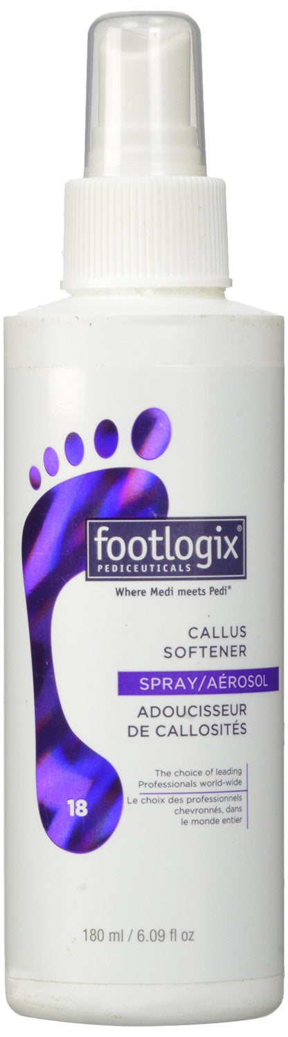 Footlogix Professional Callus Softener Spray – Pre-Pedicure Prep for Thick, Hard Skin – No Rinse Required, Non-Acidic Formula – 6.09 oz / 180 ml