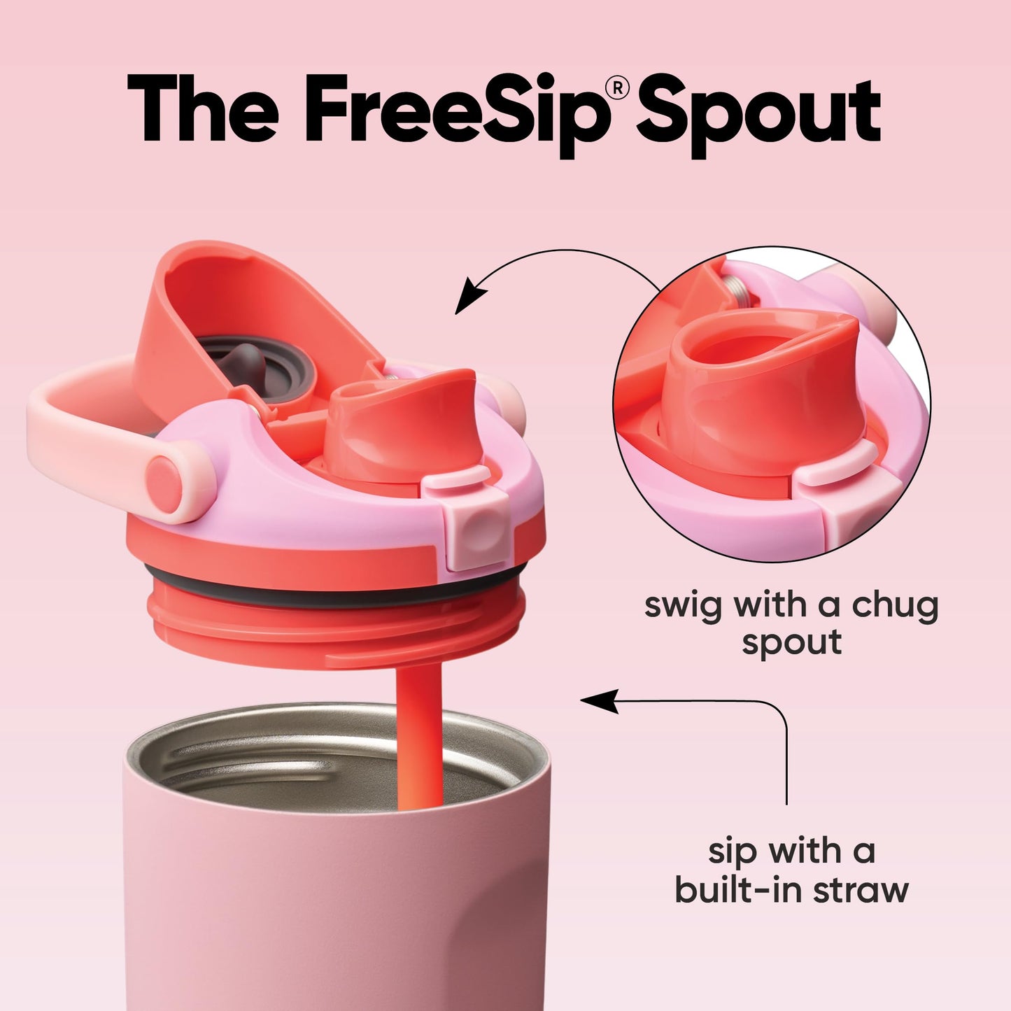 Owala FreeSip Sway Insulated Stainless Steel Water Bottle with Two-Way Spout, Built-In Straw and Bucket Handle, Made for Travel, School, and Sports, 30oz, BPA Free, Leak Proof, Angel Food Cake
