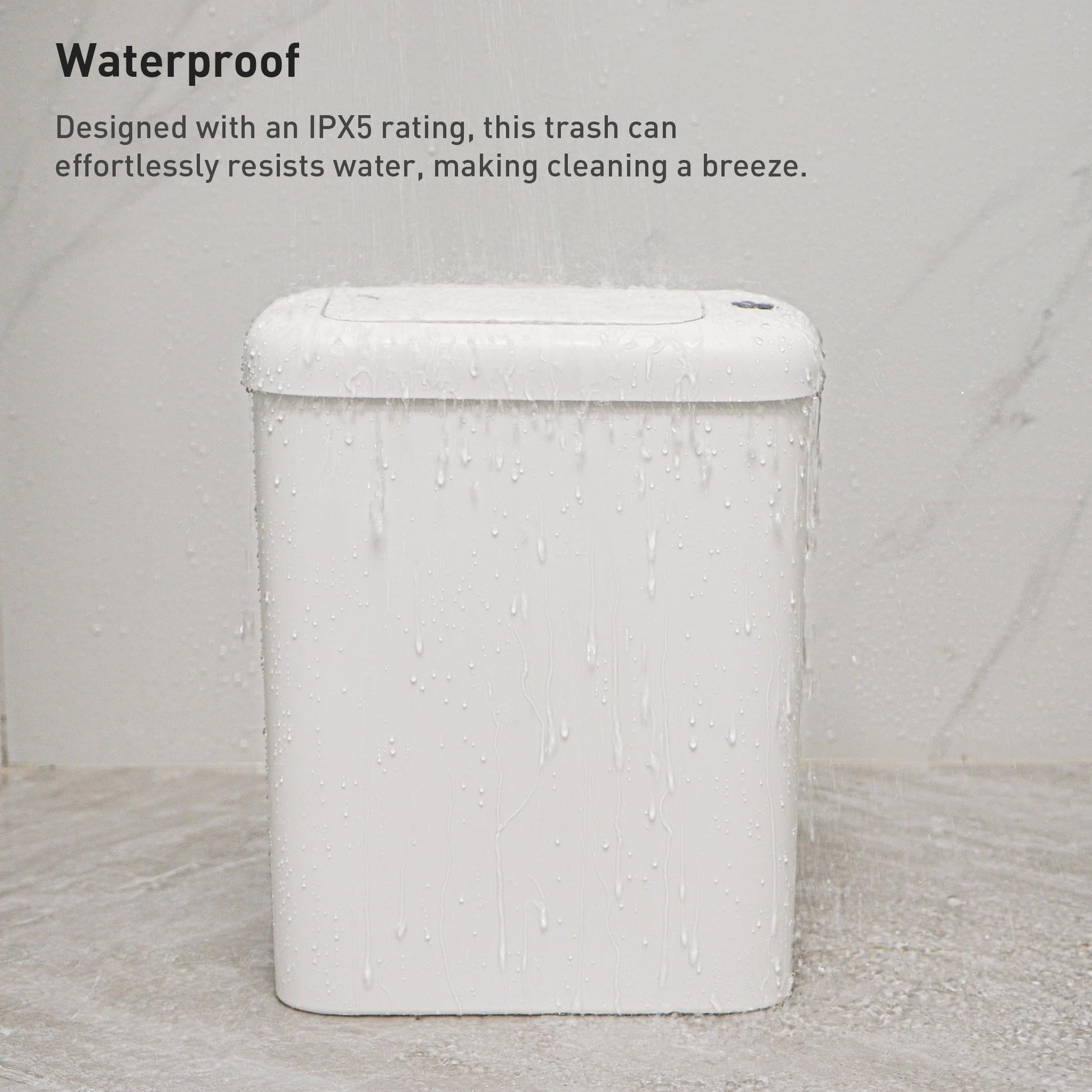 EKO Automatic Bathroom Trash Can with Lid, 2.6 Gallon Slim Touchless Garbage Can, Waterproof Motion Sensor Trash Bin for Bathroom, Office, Kitchen, White EKO