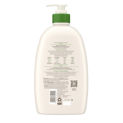 Aveeno Daily Moisturizing Body Lotion with Soothing Prebiotic Oat, Gentle Lotion Nourishes Dry Skin With Moisture, Paraben-, Dye- & Fragrance-Free, Non-Greasy & Non-Comedogenic, 975 ml