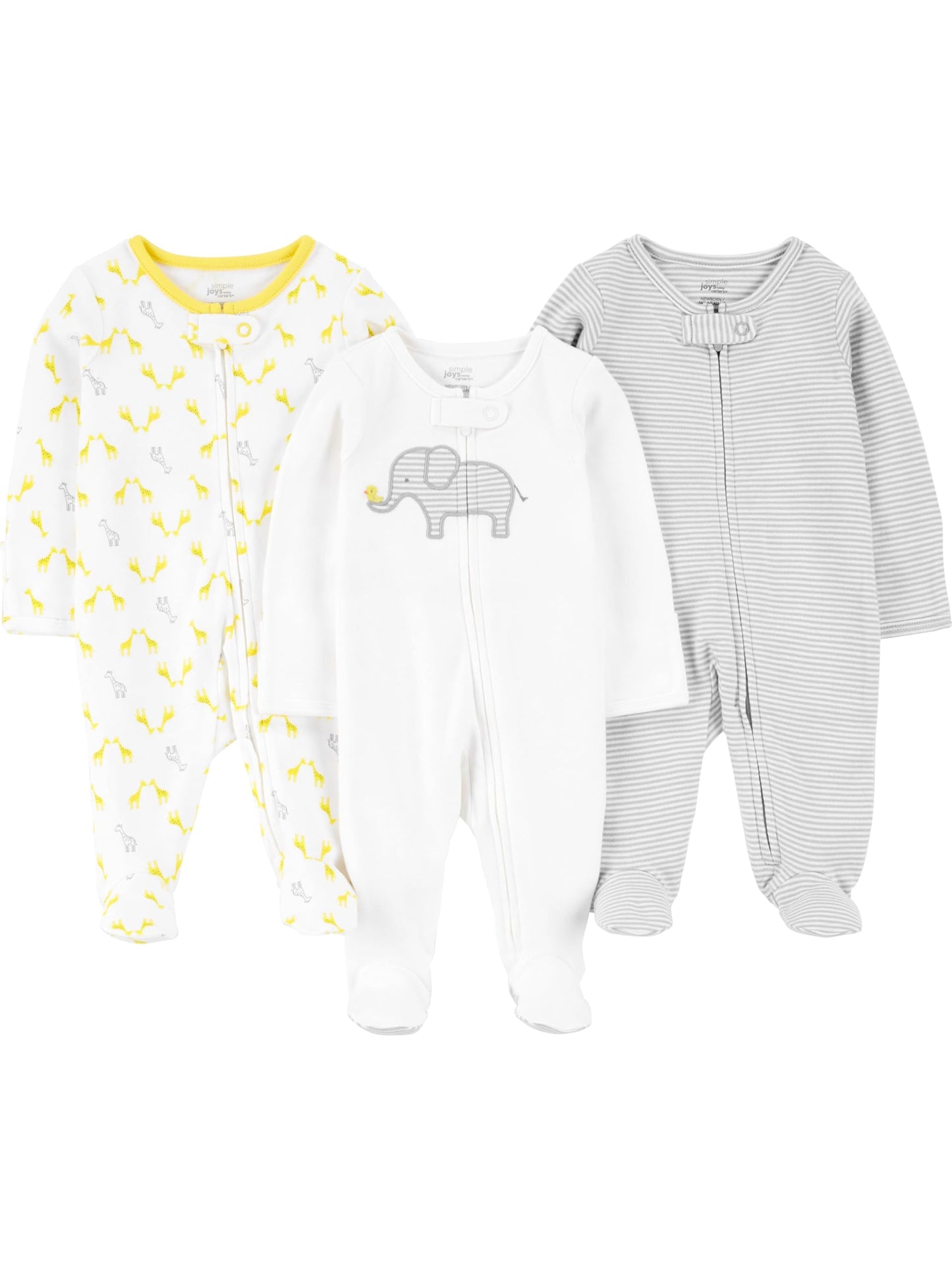 Simple Joys by Carter's Baby 3-Pack Neutral Sleep and Play, Elephant, Stripe, giraffe, Newborn 🍁 All In One Marketplace Canada