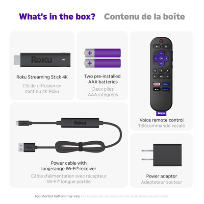 Roku Streaming Stick 4K 2022 (Official Manufacturer Product) | Streaming Device 4K/HDR/Dolby Vision with Voice Remote with TV Controls and Long-Range Wi-Fi 🍁 All In One Marketplace Canada