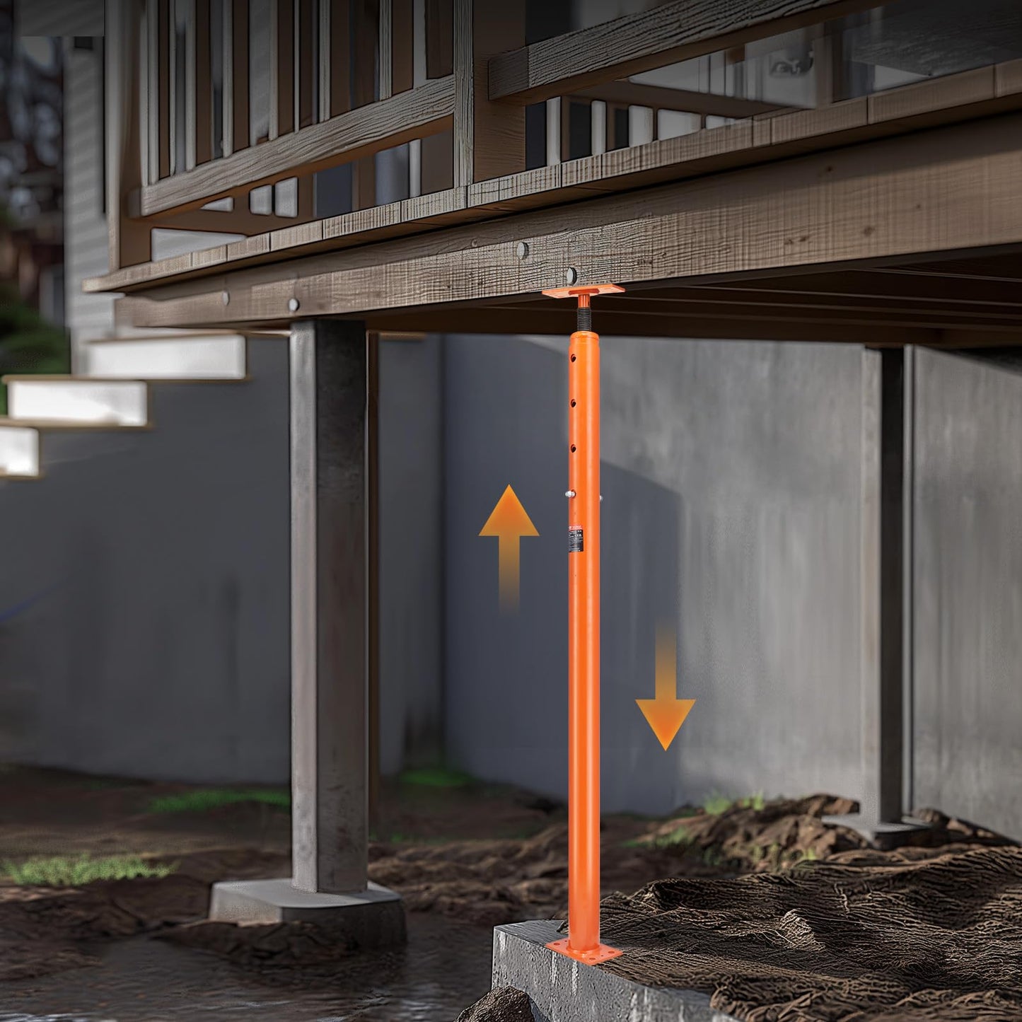VEVOR House Floor Jack, 56"-100" Height Range, 18000 lbs Max Load Capacity, Adjustable Support Beam Basement Jack Post Pole for Leveling, Lift Support Steel Telescoping Jack for Temporary Support VEVOR