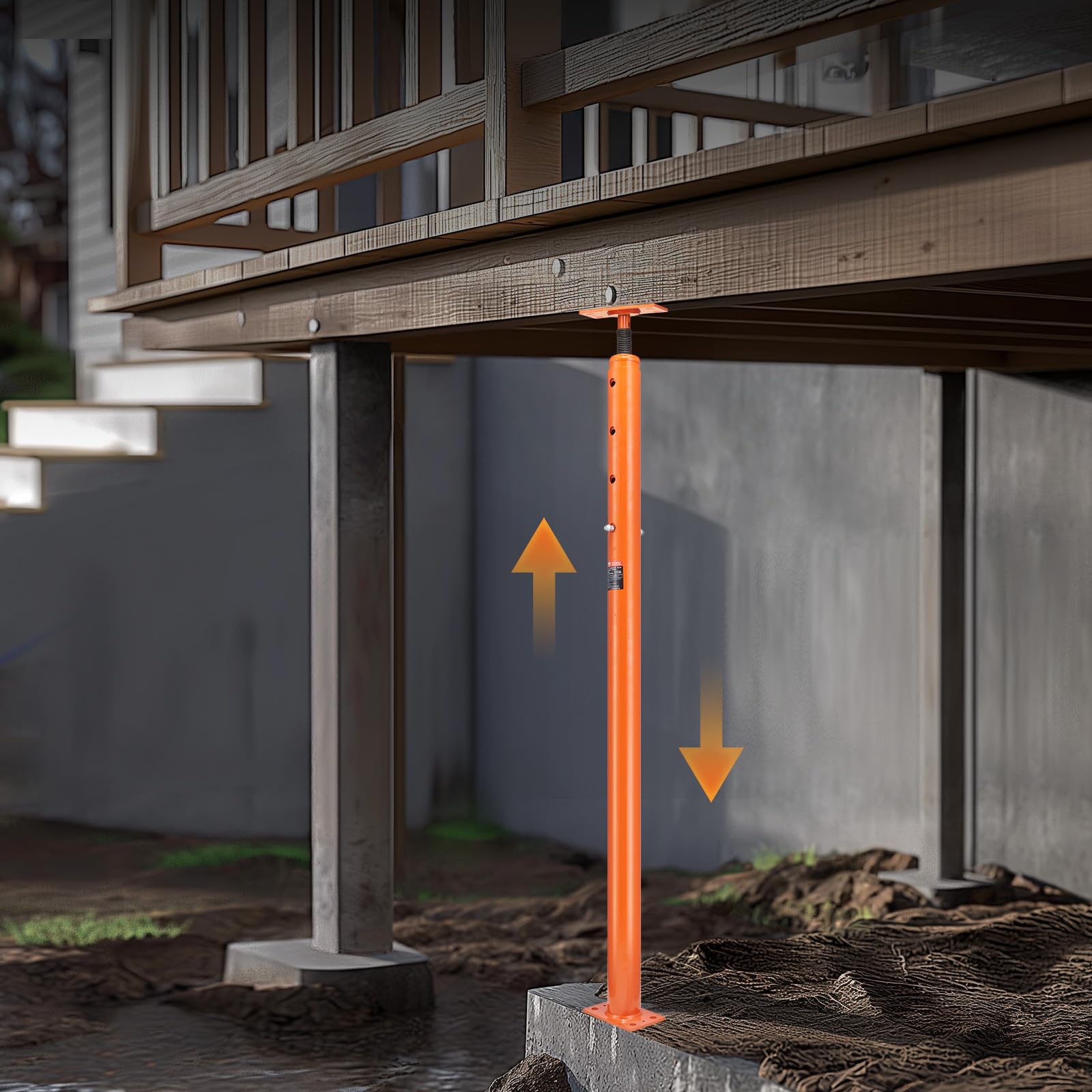 VEVOR House Floor Jack, 56"-100" Height Range, 18000 lbs Max Load Capacity, Adjustable Support Beam Basement Jack Post Pole for Leveling, Lift Support Steel Telescoping Jack for Temporary Support VEVOR