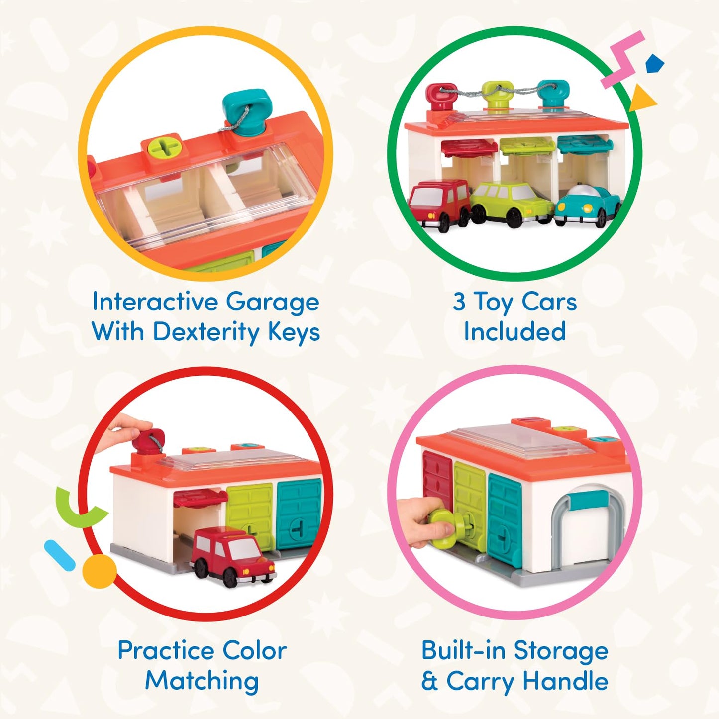 Battat Toy, Color Sorting Push-and-Go Playset, Red, Toddler Battat