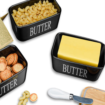 JSHKY Airtight Butter Dish with Spreader, Fits 1lb Butter Block, Black 🍁 All In One Marketplace Canada