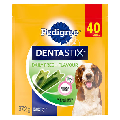 PEDIGREE DENTASTIX Medium Dog Dental Treats Fresh Flavour, 40 Sticks 972g
