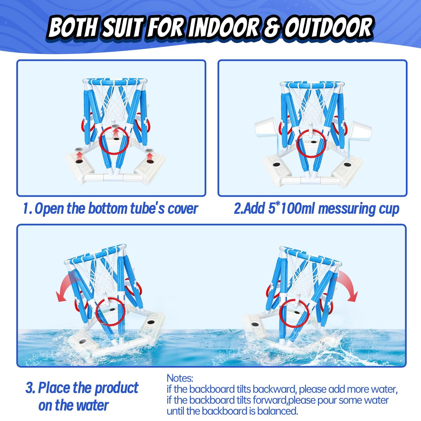Pool Basketball Hoop Toys, Inflatable Water Basketball Game Pool, Pool Floaties Basketball Hoop Toy Outdoor Toys for Kids Boys Aged 4-18 and Adults (L) - Available at All In One Marketplace Canada