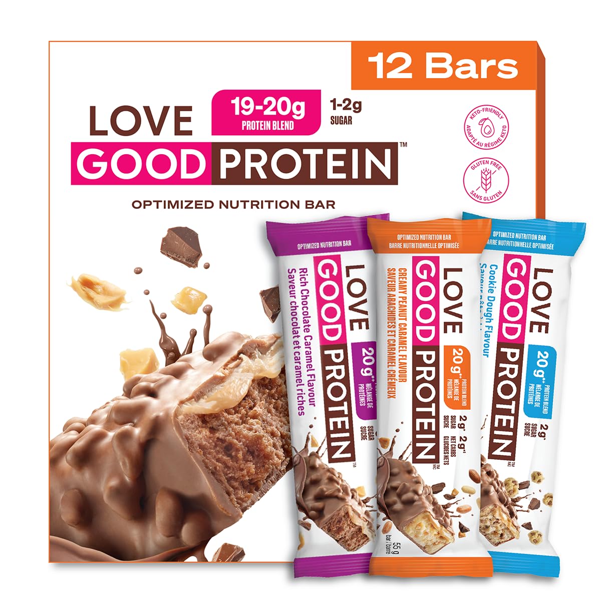 Love Good High-Protein Bars Variety Pack - 12 Count | Whey Protein & Collagen | Low Sugar, Low Carb, Gluten Free