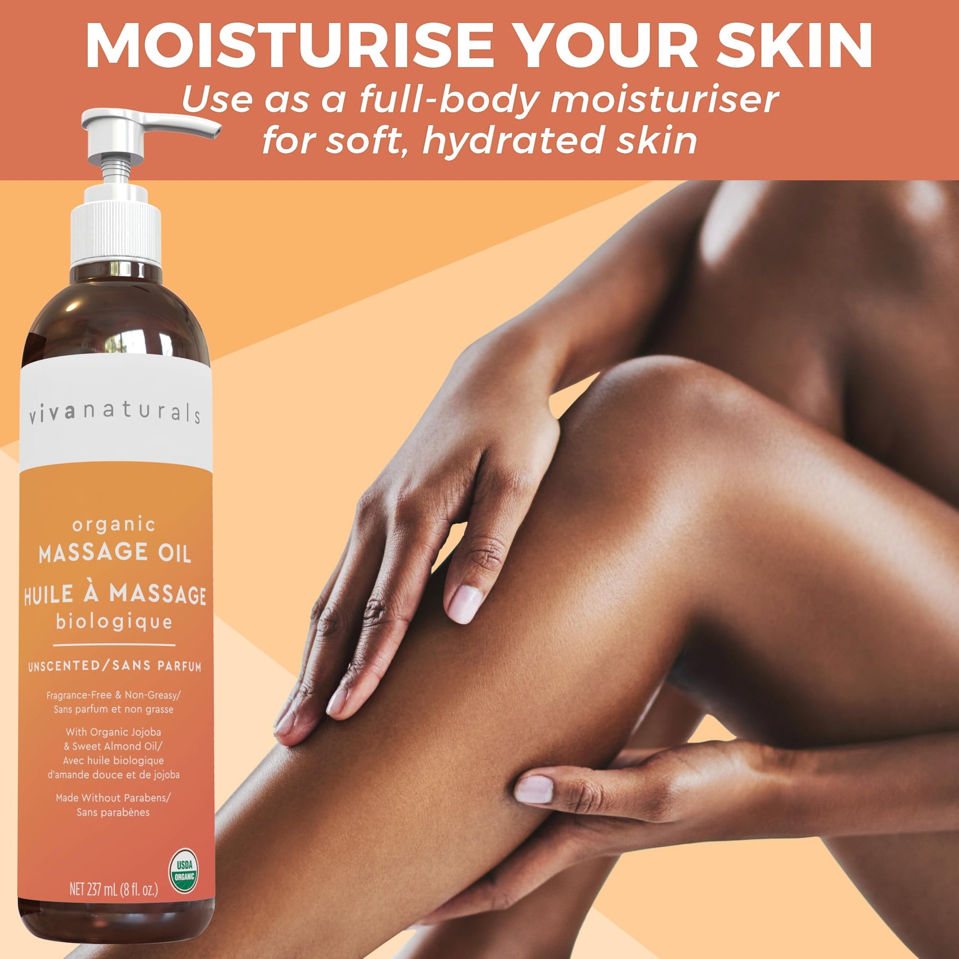 Viva Naturals Organic Massage Oil, Unscented Body Oil, Non-Greasy, 8 fl oz (237 mL) 🍁 All In One Marketplace Canada Viva Naturals