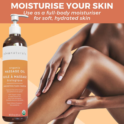 Viva Naturals Organic Massage Oil, Unscented Body Oil, Non-Greasy, 8 fl oz (237 mL) 🍁 All In One Marketplace Canada Viva Naturals