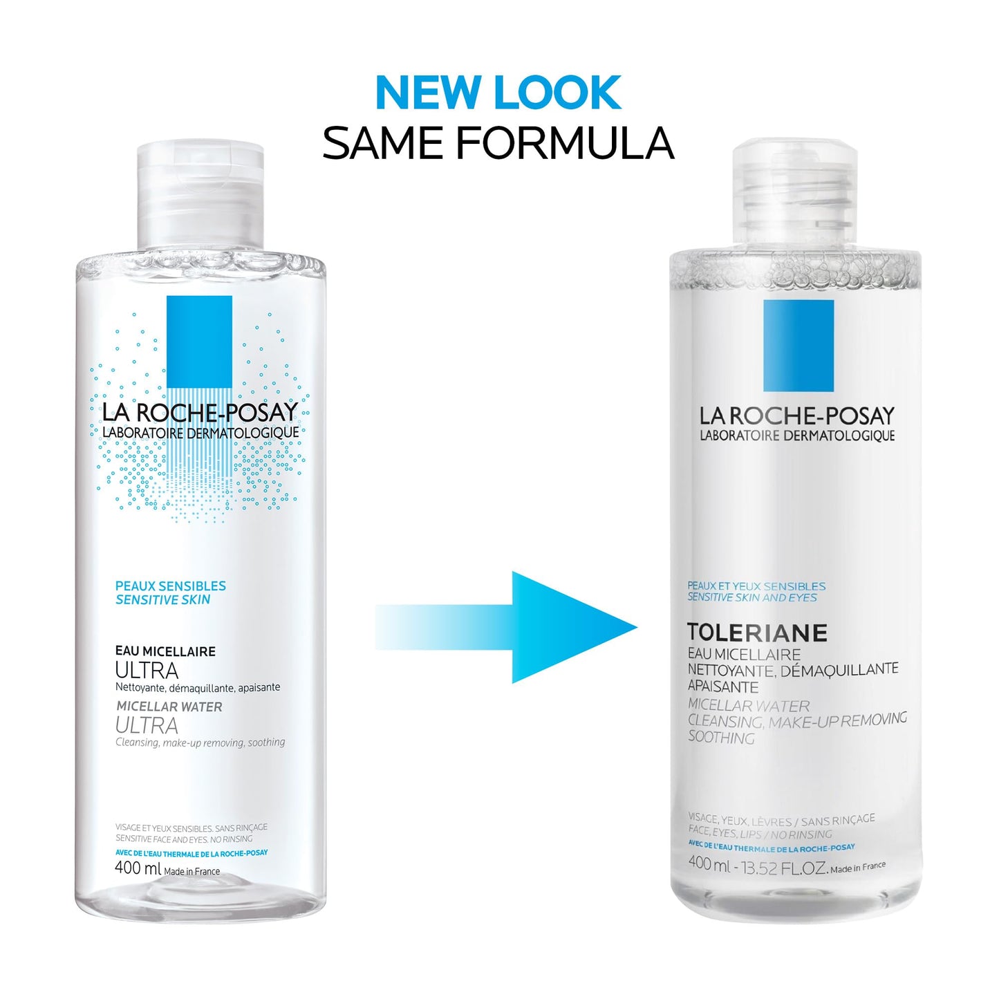 La Roche Posay Toleriane Micellar Water for Ultra Sensitive Skin, Cleanses and Removes Makeup, formulated with Glycerin & Thermal Spring Water, Hypoallergenic, Recommended by Dermatologists, 400ml La Roche-Posay