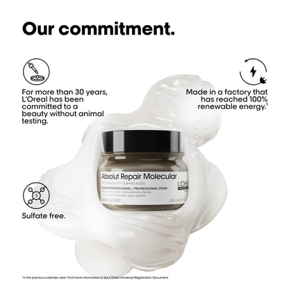 L'Oréal Professionnel Absolut Repair Molecular Mask, Damaged Hair, 250 mL