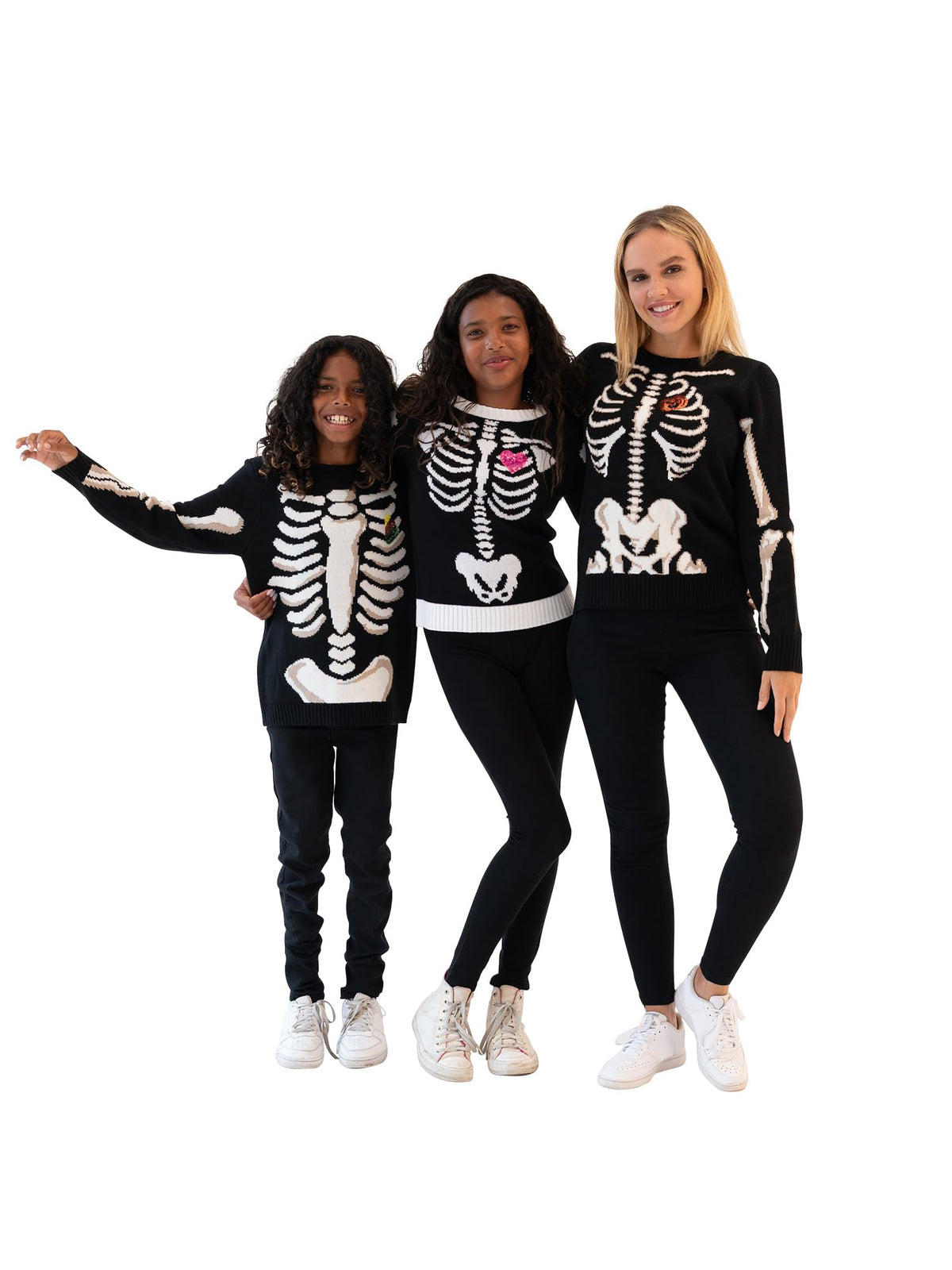 Blizzard Bay Women's Halloween Crew Neck, Long Sleeve, Sweater, Black Skeleton, Small