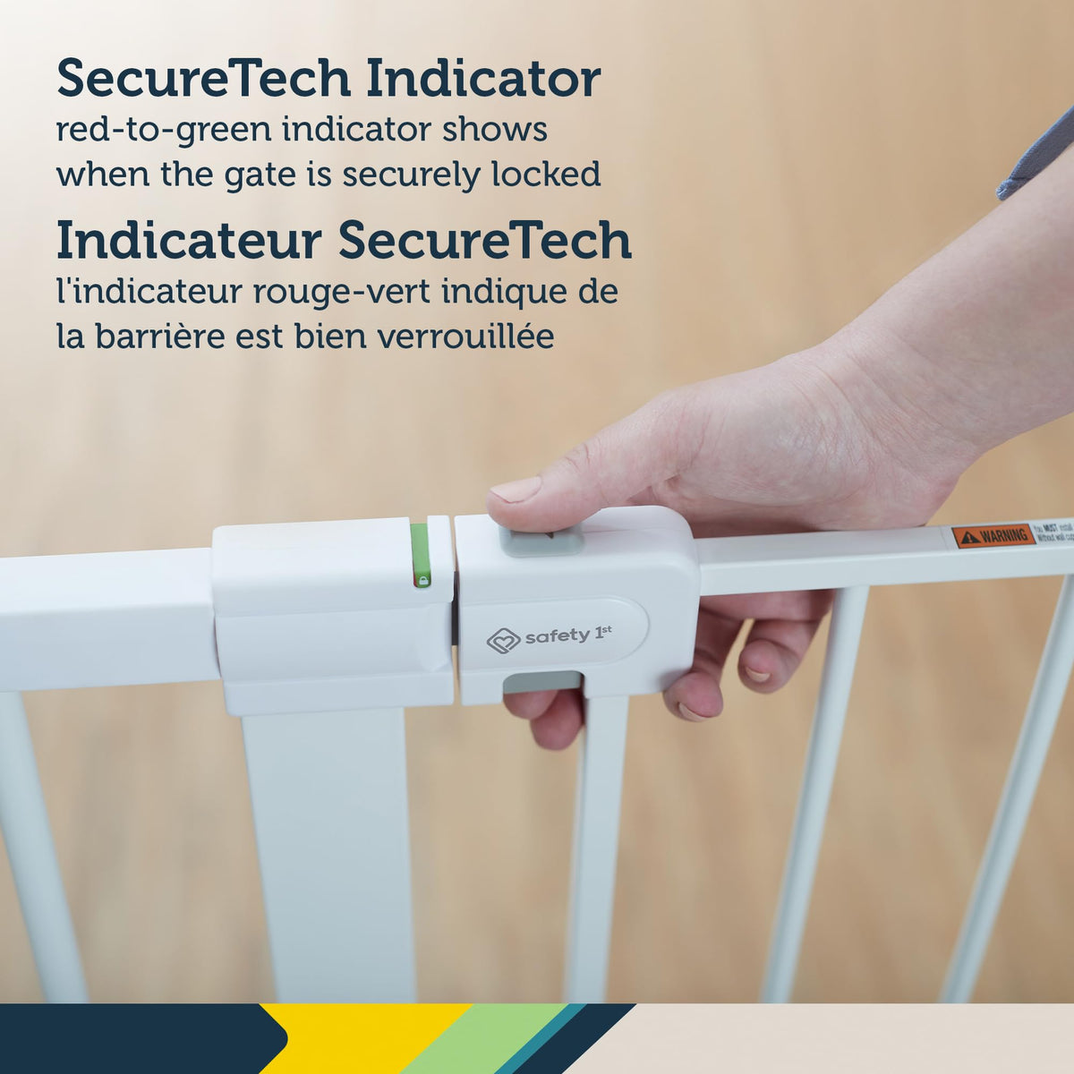 Safety 1st SecureTech Tall & Wide Pressure-Installed Metal Gate with SecureTech Locking Handle - Fits 29-47" Wide, 36" Tall, Includes 2 Extension Panels And 4 Wall Cups, Great For Babies And Pets