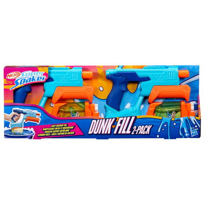Nerf Super Soaker Dunk-Fill 2-Pack, 2 Water Blasters, Easy Instant Fill Tanks, Just Dunk & Go, 10.1 Fluid Ounce Tanks, Water Toys, Ages 6+ Nerf