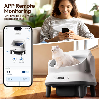 Happypaw Open-Top Self Cleaning Litter Box - Large Capacity Automatic Litter Box for Multiple Cats with Safety Protection, App Control, Odor-Free, Anti-Leakage Material, Includes Trash Bags - Available at All In One Marketplace Canada