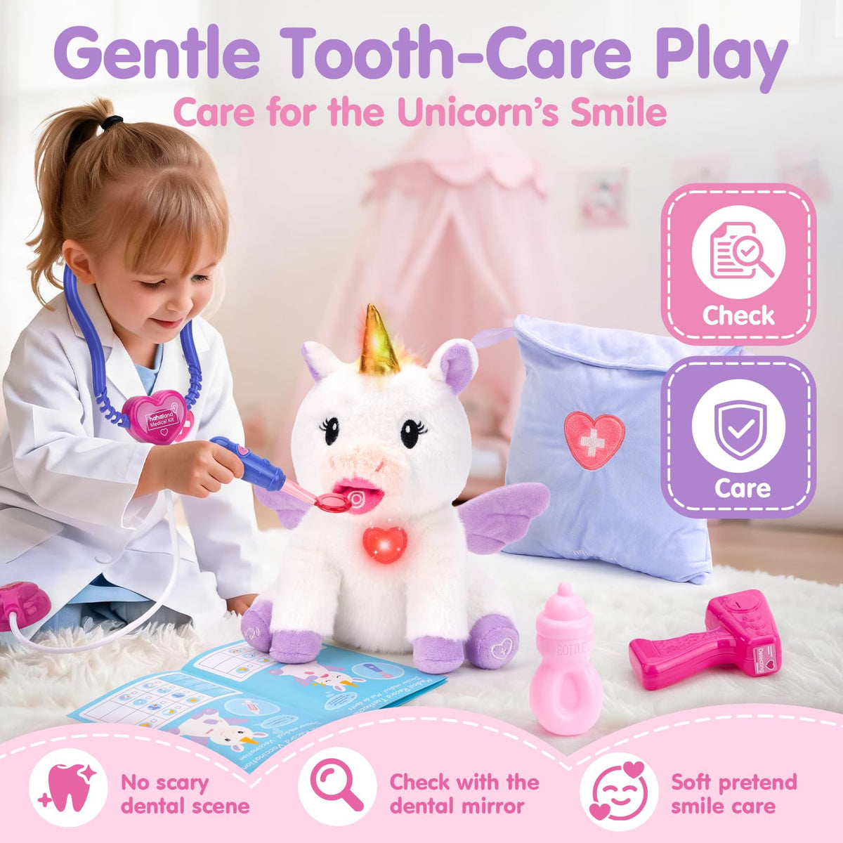 hahaland Doctor Kit for Kids Talking Unicorn Pretend Play Toy for Girls 3 6 🍁 All In One Marketplace Canada